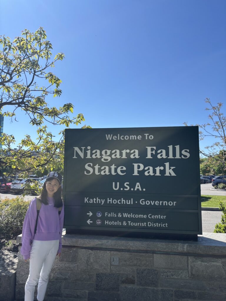 アメリカ側ナイアガラフォールズ州立公園の整備された遊歩道と自然風景